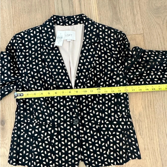 New Ann Taylor Loft‎ Blazer Sz 2 Cotton Black Layered Cutout Button Jacket Lined - Picture 10 of 11